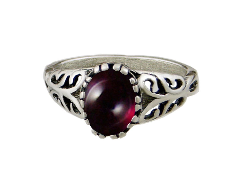 Sterling Silver Filigree Ring With Garnet Size 9